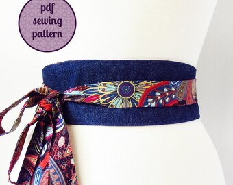 sewing pattern - reversible obi belt (PDF for immediate download)