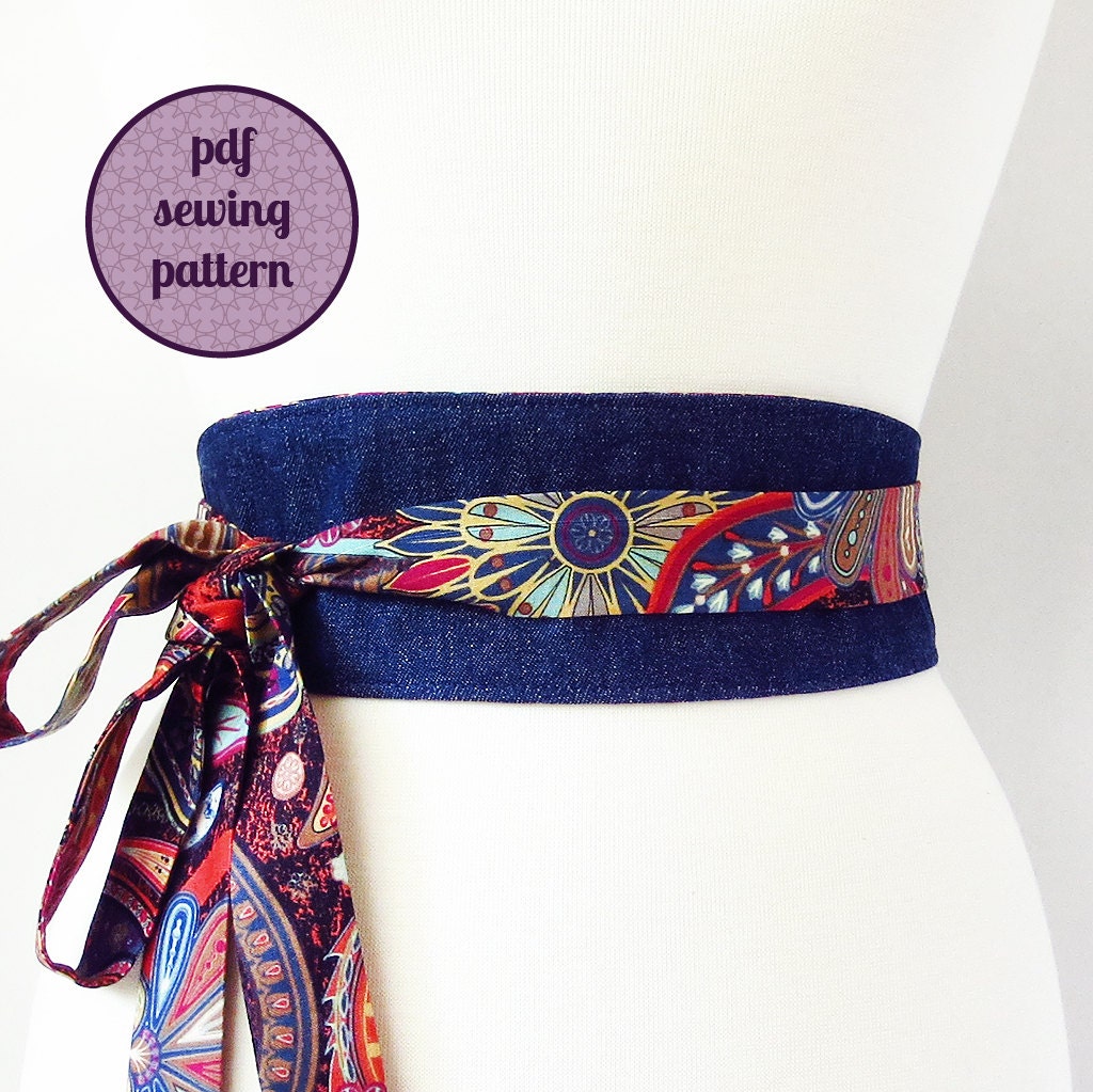 sewing pattern reversible obi belt PDF for immediate