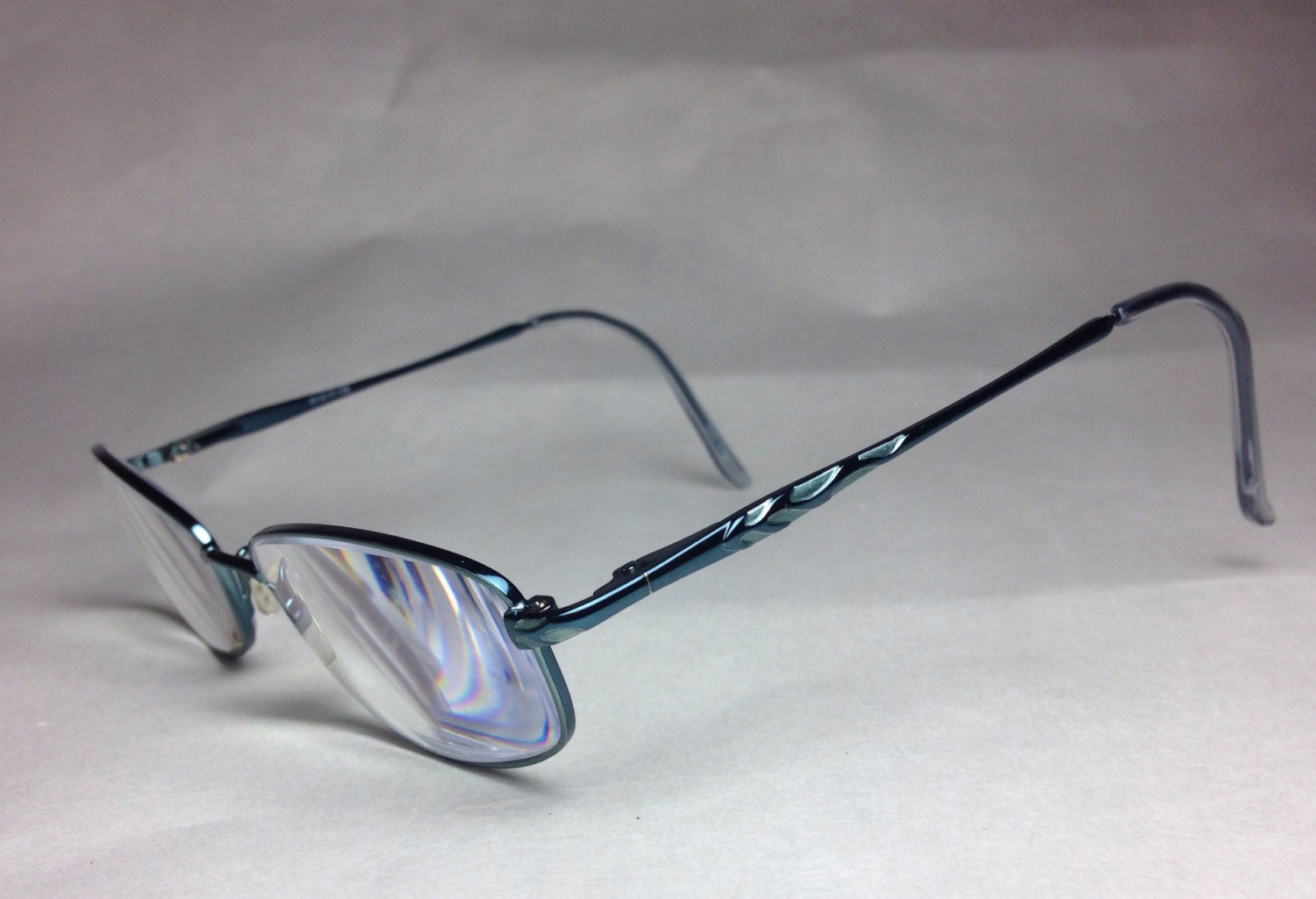 Avalon Teal Metal Frame Glasses with Rectangular Lenses