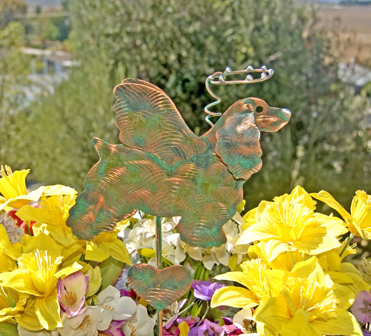 Copper Cocker Spaniel Garden Stake / Metal Yard Art / Garden