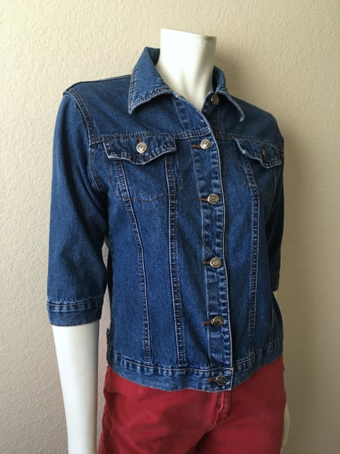 Vintage Women's 80's Calvin Klein Denim Jacket 3/4