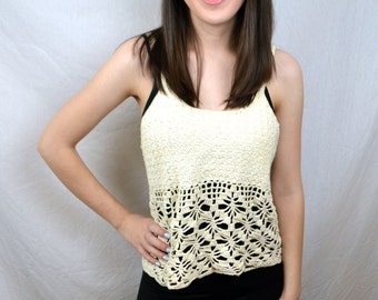 Vintage Crochet Boho Summer Cropped Top