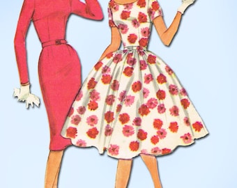 1950s Vintage McCalls Sewing Pattern 5294 Easy to Make Junior Misses' Dress 35B