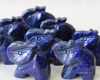 Carved Stone Elephant Bead - Lapis Lazuli Elephant - Wildlife Beads - (1 bead) 23x21mm