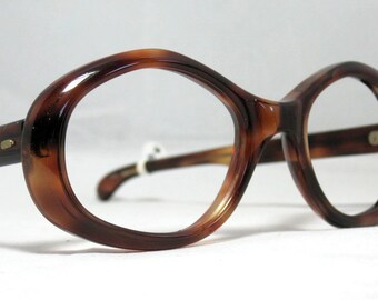 Vintage 60s Tortoise Angular Geometric Eyeglasses Sunglasses Frames