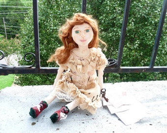 OOAK Art Doll, Sculpted Paperclay Doll, Valentina