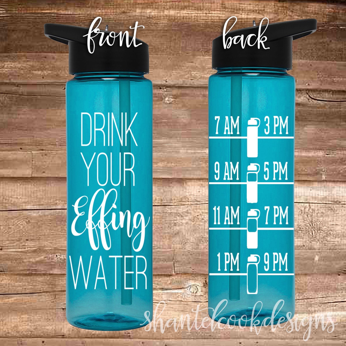 DRINK your EFFING water 24 oz flip top water bottle with