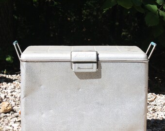 Vintage Aluminum Cooler Ice Chest Beer Chest J.C. Higgins Sears Picnic Beach Camping Tailgating Boating RV Travel Trailer Lodge Photo Prop