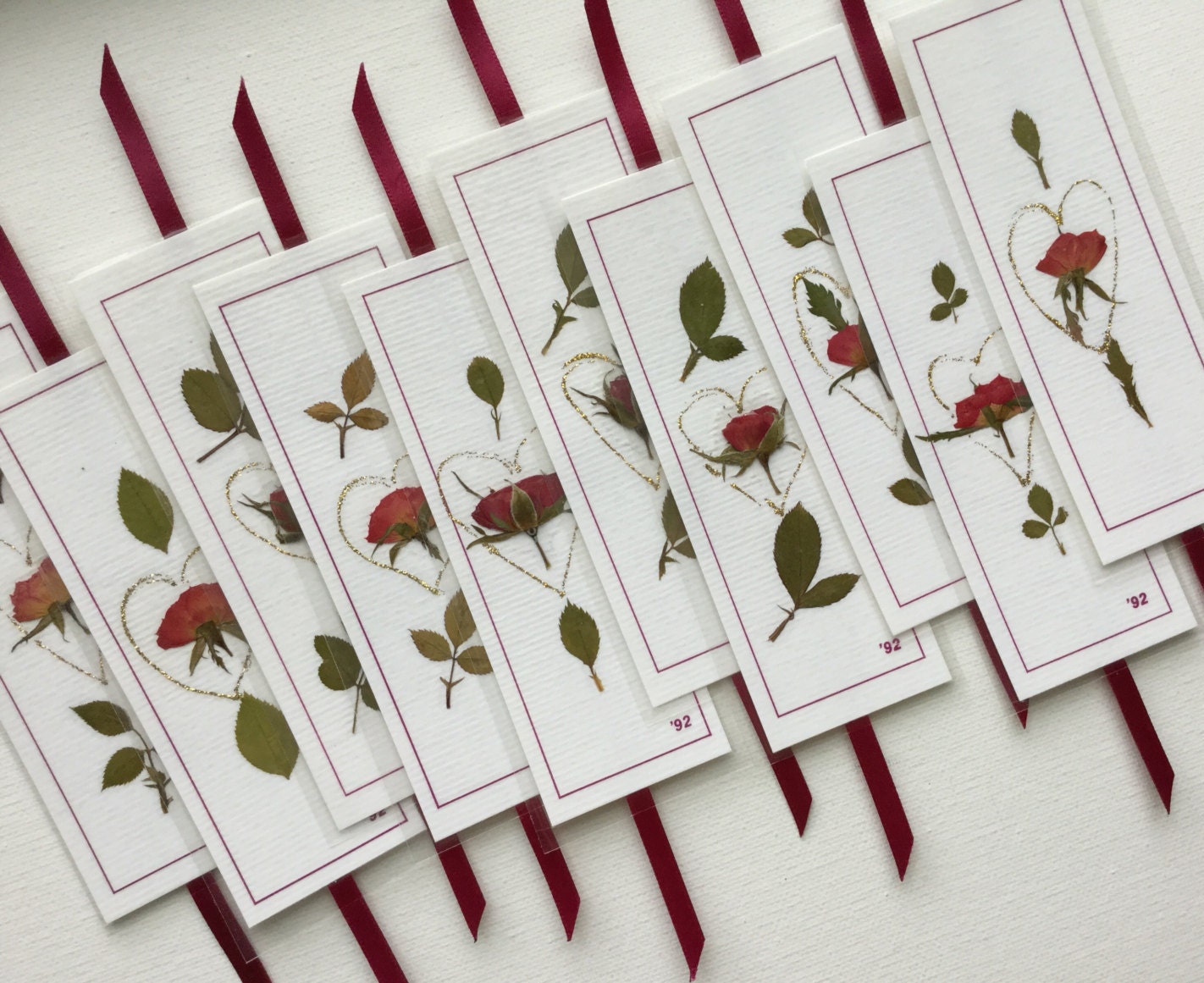 Rose Bookmarks laminated pressed flower bookmarks rose and