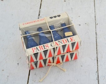 1960s Dark Blue Paris Candles in Original Box, Set of 2 Boxes