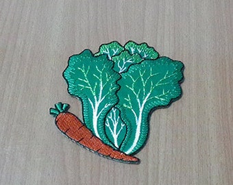 Cabbage Carrot Vegetable Embroidered Iron on Patch size 2 5/16" x 2 3/4"