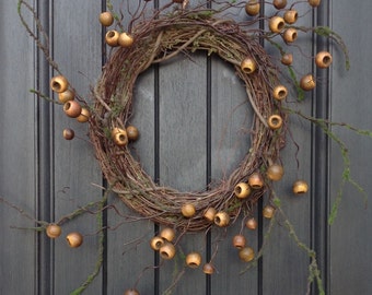 Fall Wreath Autumn Thanksgiving Gift Twig Grapevine Door Wreath Decor Natural Twig Moss