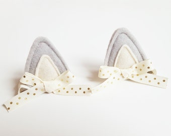 Wolf Costume Gray Wolf Ears Hair Clips for Wolf Gray Cat or Husky Girl Halloween Costumes Dress Up