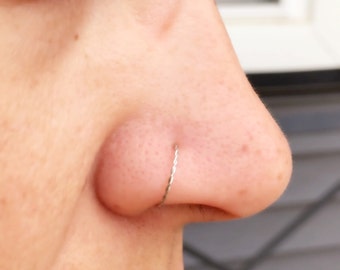 Silver Braided Nose Ring Hoop