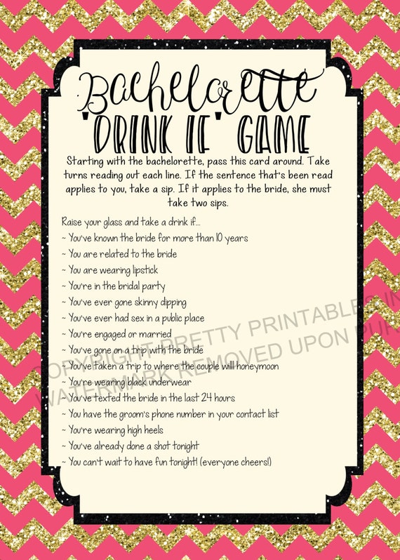 Drink If… A Bachelorette Party Game Free Printable