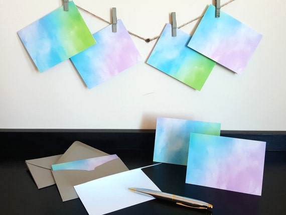 Watercolor Card Set - Watercolor Cards - 12 piece set