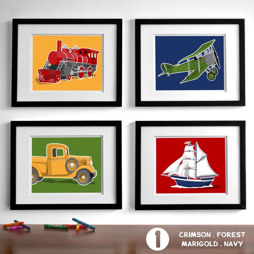 Childrens Wall Art transportation wall art childrens wall art set of four Childrens Wall Art transportation wall art childrens wall art set of four