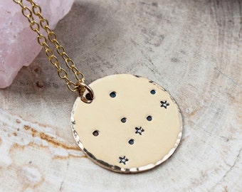 Virgo constellation zodiac necklace. Gold zodiac constellation necklace. Virgo zodiac necklace. Virgo birthday gift necklace. RTS