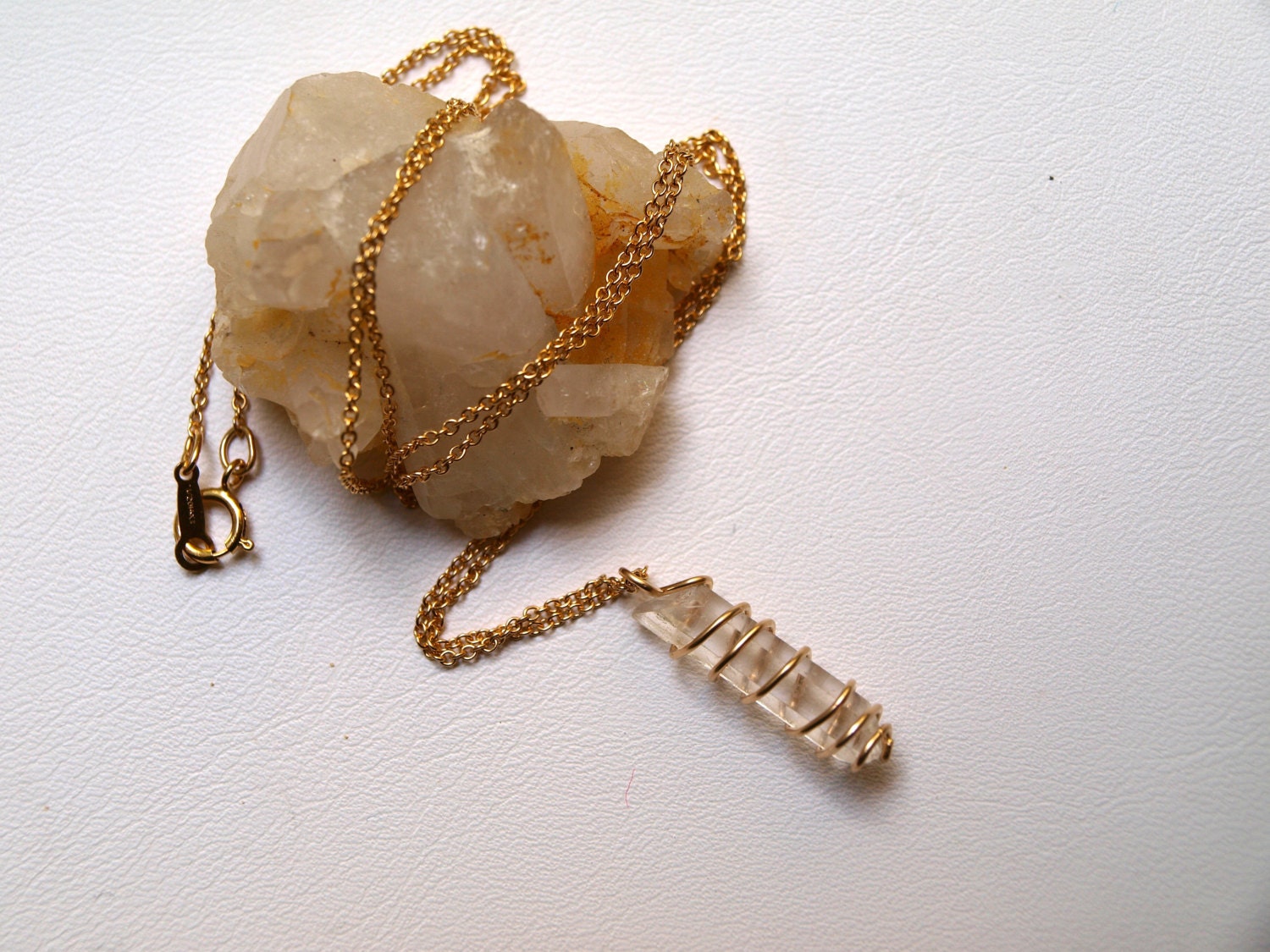 Quartz Gold Fill Necklace Raw Quartz Necklace Gold Fill