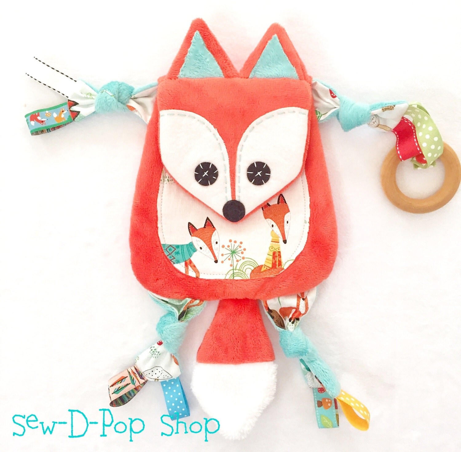 Mini Fox Baby Lovey Woodland Blanket Binky Clip Buddy
