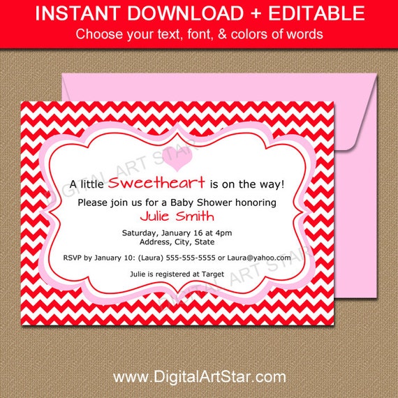 Valentine Invitation Template EDITABLE by digitalartstar ...