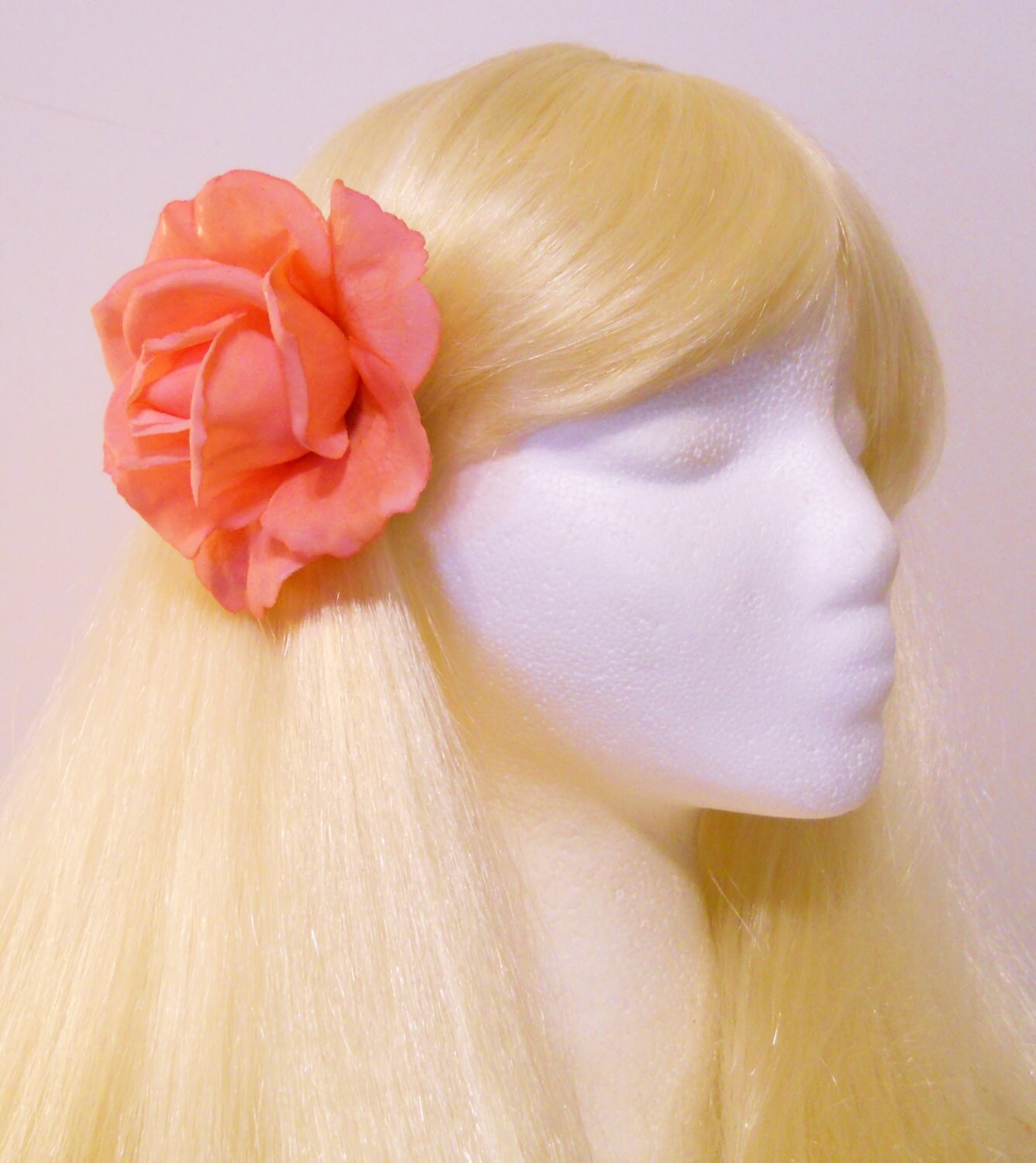 Rose Hair Clip Real Touch Realistic Rose White Ivory Red Pink