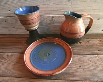 Stoneware Pottery Communion set