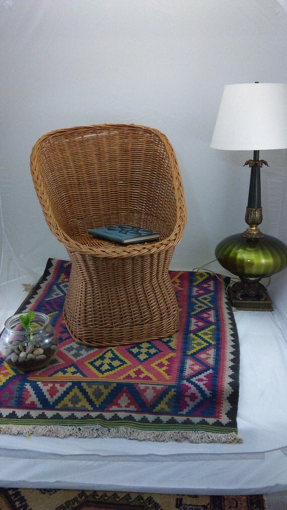 Mid Century Wicker Rattan Chair by vintagejunkeez on Etsy