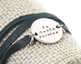 In Omnia Paratus - Black Leather - Bracelet - Ready for Anything - Wrap Bracelet