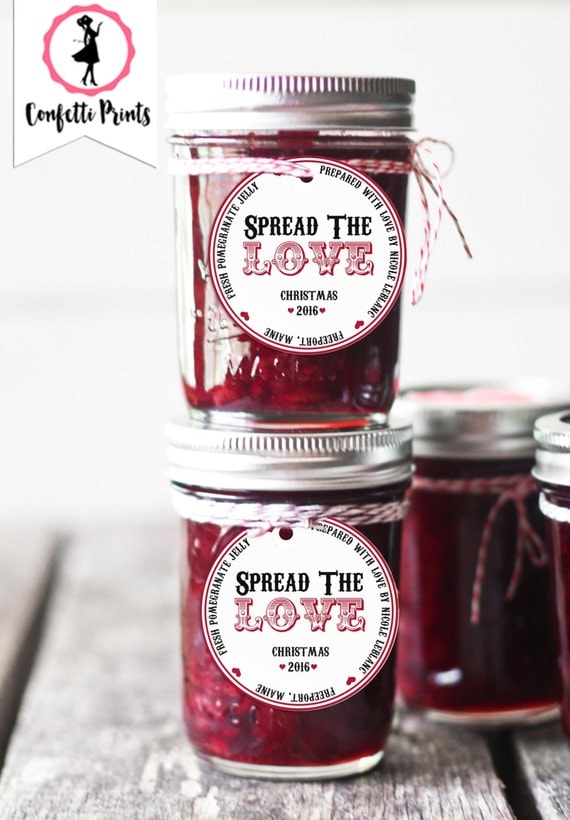 Christmas Jam Label | Jam Jar Label | Mason Jar Label | Christmas Mason Jar Gift Tag - SPREAD THE LOVE | Holiday Gift Tag | Printable Il_570xn