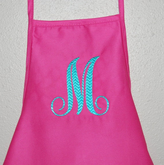 Embroidered Monogram Children's Apron Kids Monogrammed
