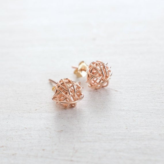 Rose Gold Stud Earrings Rose Gold or Silver/Gold Earrings
