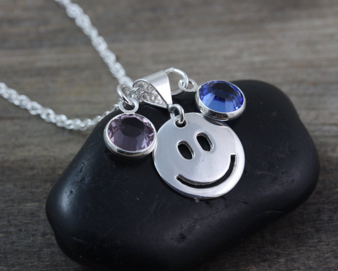 Silver Smiley Face Necklace Sterling Silver Happy Face