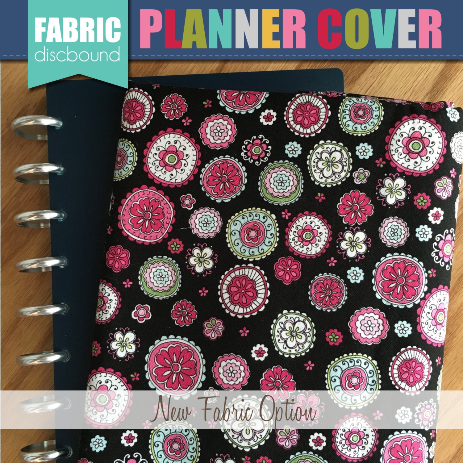 Discbound Planner Cover Hot Pink & Black by thepolkadotposie