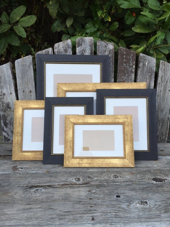 Wall Gallery Set Black & Gold picture frame set by ThePaintedLdy