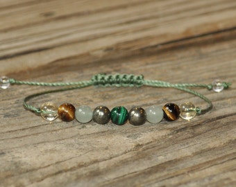 Money Maker, Malachite, Pyrite, Aventurine, Tiger Eye, Citrine, Meditation Bracelet, Yoga Bracelet, Manifestation, Abundance, Prosperity
