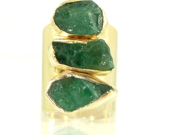 Emerald Ring, Emerald,May Birthstone, Raw Emerald Ring, Statement Ring, Crystal, Gold Gemstone Ring, Natural Emerald Ring,Raw Stone Jewelry.