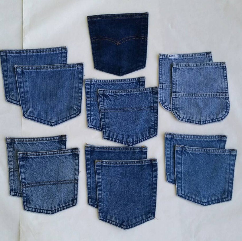 Recycled Blue Denim Jean Pockets for Crafting Clean Denim