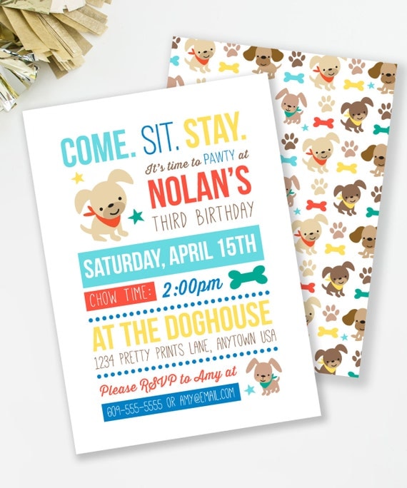 Puppy Birthday Invitation, Puppy Pawty, Boy Birthday Party, Dog Birthday Invite, Boys First Birthday, Printable Invite, #48 Il_570xn