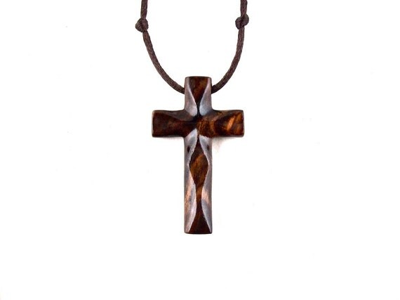 Wooden Cross Pendant Mens Cross Necklace Wooden Cross