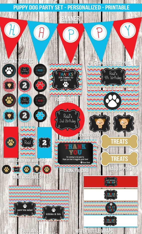 Puppy Party Set Complete Party Set Puppy Pawty Printable