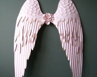 Angel Wings. Pink Angel Wings wall decor. Pink w/ Giled edges. Holidays decor, Nursery decor.