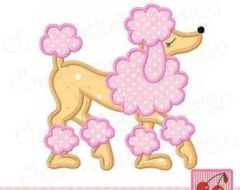 Paris Poodle French Poodle Machine Embroidery Applique Design-4x4 5x5 6x6"