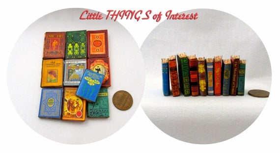 1:6 Scale VINTAGE STYLE BOOKS Set of 10 Prop Books Miniature
