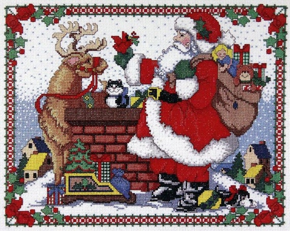 Bucilla Christmas Counted Cross Stitch Kit Santa On The