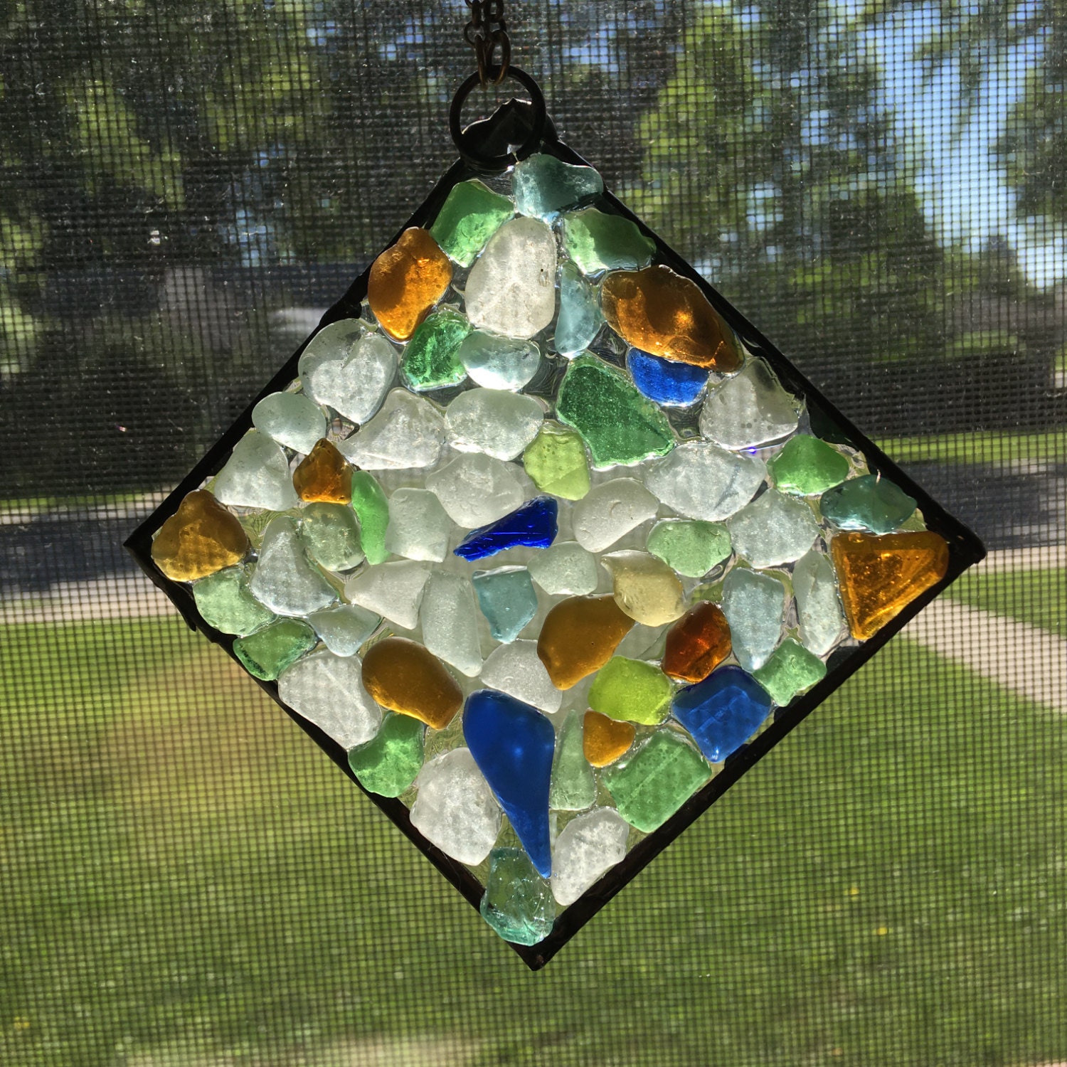 BEACH SEA GLASS Beach Style Mosaic Window by AnnmarieFamilyTree