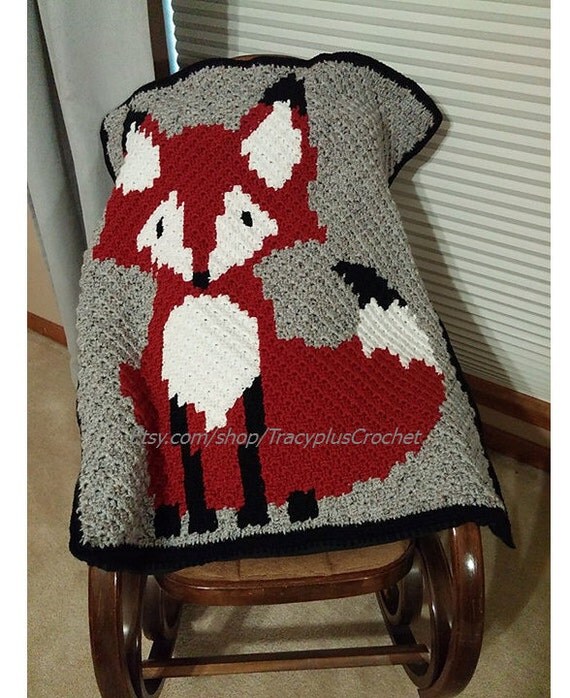 Fox blanket. Crochet Fox blanket. 37x31. Fox. by TracyplusCrochet