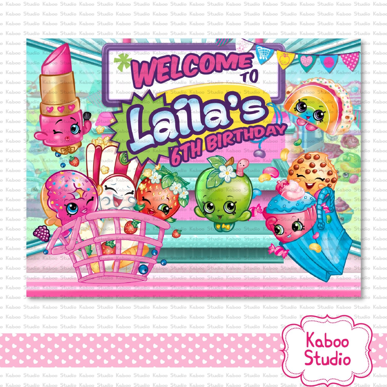 DIGITAL Shopkins Party Poster Welcome Sign by KabooStudioDigitals