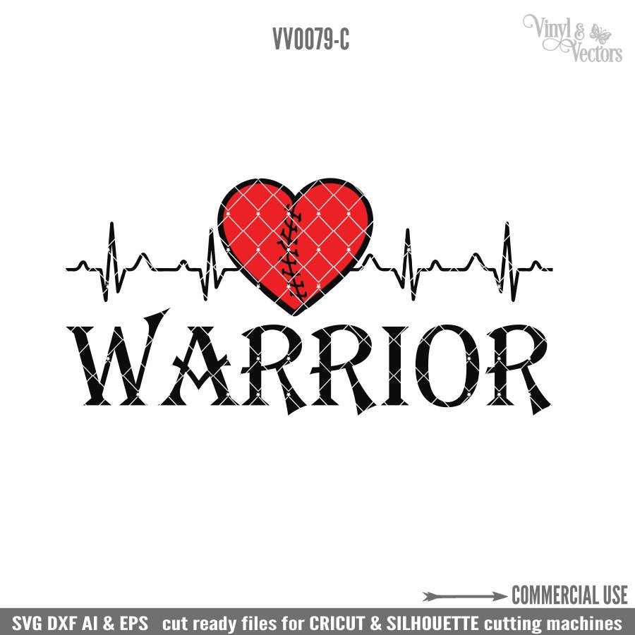 Download EKG Heart Rhythm Heart Warrior Commercial Use svg dxf ai Eps