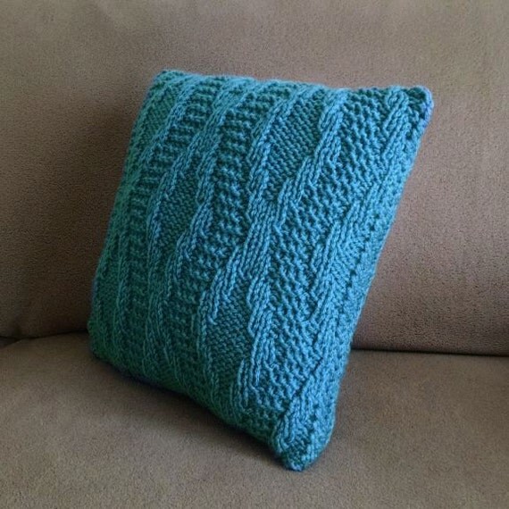 Handknitted 12x12 inches throw pillow cover with zipper in